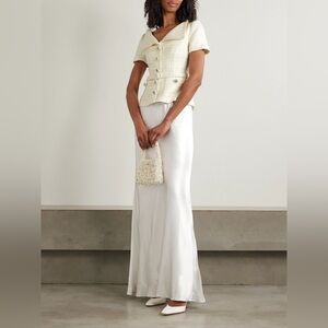 Self Portrait Cream/White Boucle and satin gown